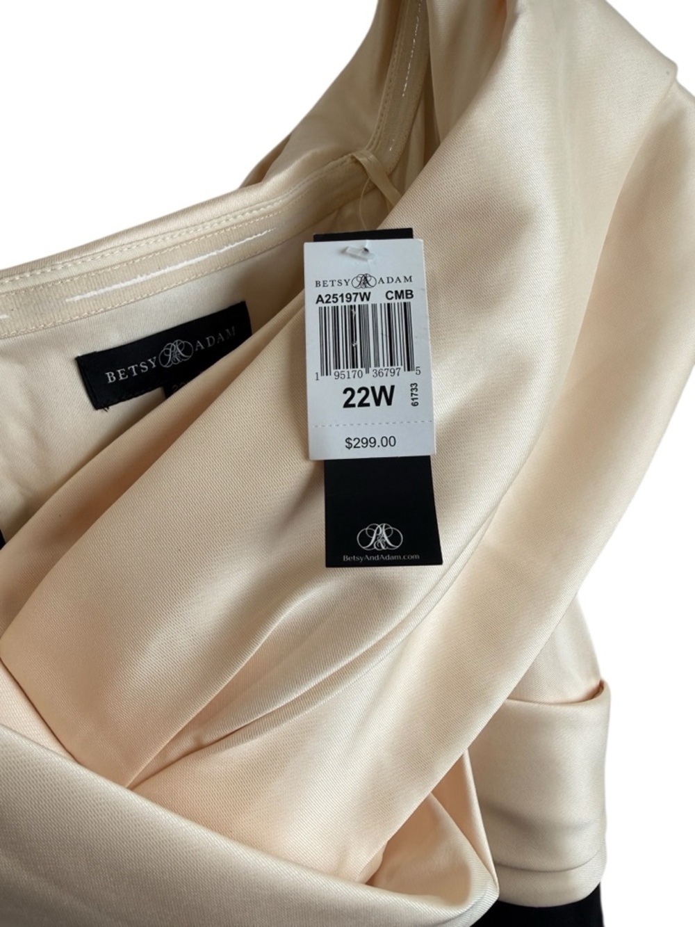 Betsy & Adam Black and Champagne Evening Gown Size 22W NWT Formal Dress - Picture 9 of 9